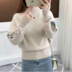 Women Clothing Mink Cashmere Sweater Tops Outerwears 2024 Knitted Oversized - Picture 1 of 29