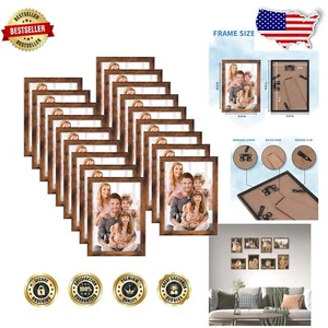 Lightweight 5x7 Picture Frame Set - 18 Rustic Frames for Wall or Tabletop - Picture 1 of 9