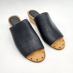 Latigo Suzi Womens Size 10M Blue Leather Slip On Wedge Heel Open Toe Sandal Shoe - Picture 1 of 13