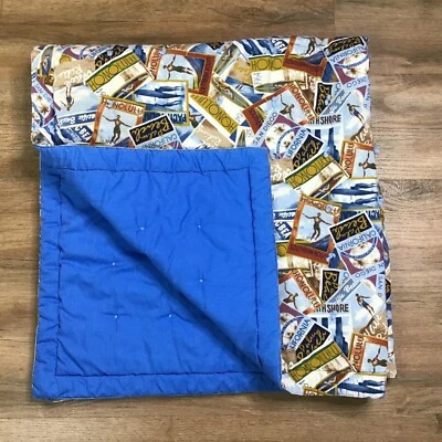 Manta Edredón Vintage Hecha a Mano Baby Throw California San Diego Surf Playa Azul Foto 1 de 4