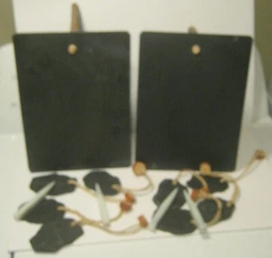 Pair of SLATE BOARDS w Slate Tags & Stone Styli GAME? Advertising? COOL!!! - Picture 1 of 7