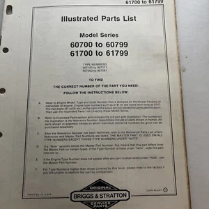 Briggs & Stratton Engine Models 60500 to 61599 Illustrated Parts Catalog List - Picture 1 of 4