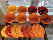 Vintage Tupperware Lot Of 8 Harvest Colors Seal n Serve Bowls with 8 Lids 