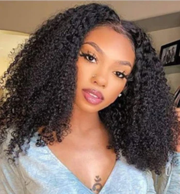 Peluca de cabello humano Remy de encaje completo 16 pulgadas pelucas rizadas rizadas afro negras uso diario Foto 1 de 4