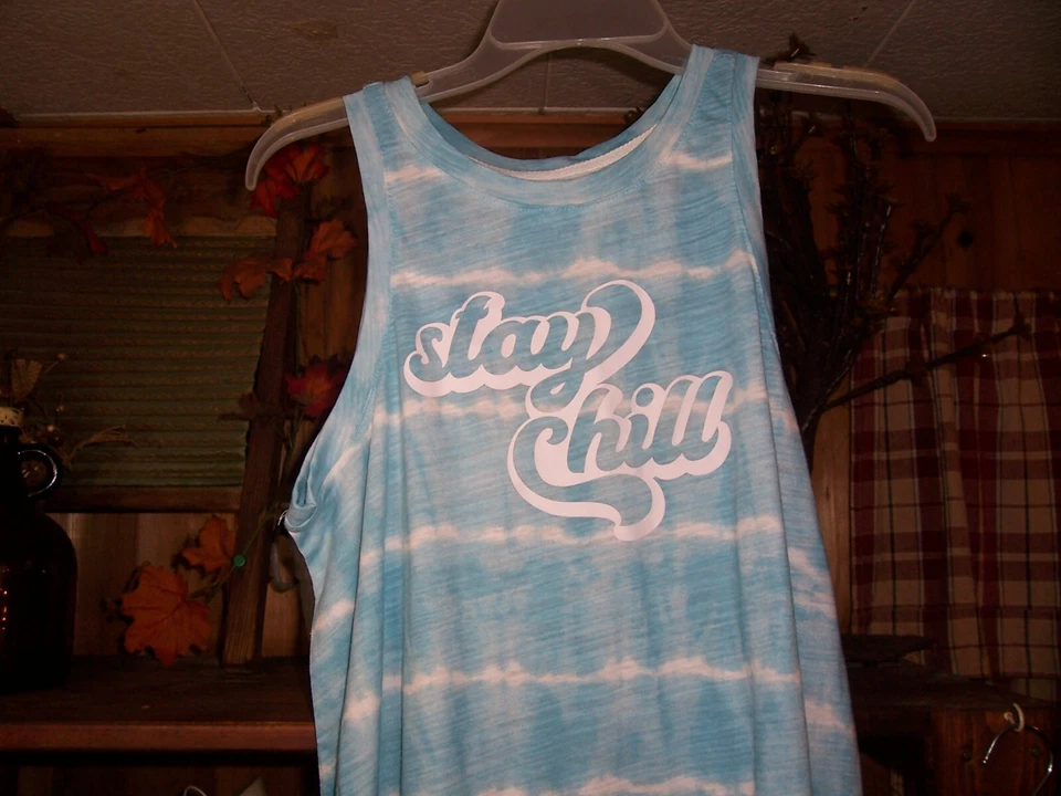 CAMISA SIN MANGAS SECRET TREASURES STAY CHILL TALLA 2XL 18W-20W AZUL NOCHE NUEVA Foto 1 de 1