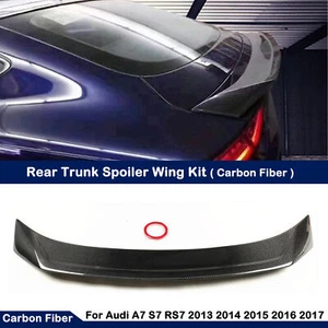 Carbon Fiber Rear Trunk Lip Spoiler Wing Black For Audi A7 S7 RS7 2013 2014-2018 - Picture 1 of 9