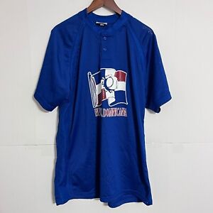 Vintage Champro Sports Mens Baseball Jersey Size L Blue Dominican Republic NO 12
