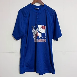 Vintage Champro Sports Mens Baseball Jersey Size L Blue Dominican Republic NO 12 - Picture 1 of 7