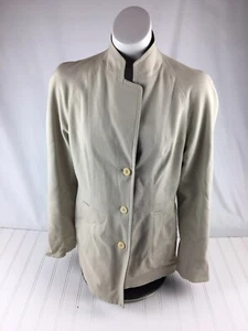 Vintage Giorgio Armani Reversible Blazer Jacket Tan/olive Green Mandarin Collar - Picture 1 of 12