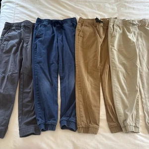 $100 Lot 4 Old Navy Unisex Kids Chino Pants Khaki Navy Blue Grey Brown Medium 8 - Picture 1 of 11