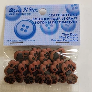 Dress It Up Buttons Tiny Dogs Paws Jesse James Embellishments Shank Back - Picture 1 of 2