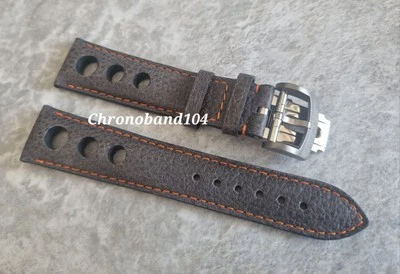 Original OEM Chopard Mille Miglia 21 mm grau/orange Leder Rallye Armband & Verschluss   - Bild 1 von 4