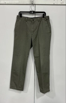 Calça chino masculina Haggar verde algodão bolsos perna reta tamanho 34x31 - Imagem 1 de 3
