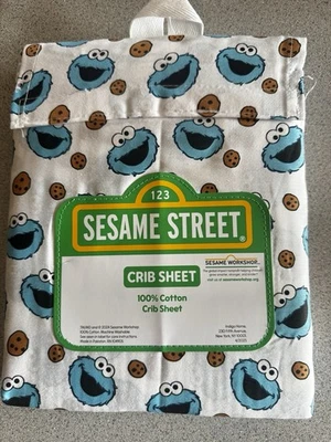 New Cookie Monster Sesame Street Crib Sheet 100% Cotton Cookies