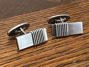MCM GEORG JENSEN Harald Nielsen Sterlingsilber Manschettenknöpfe #80 gewickelt Rechteck - Bild 1 von 12