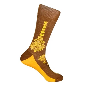 Steven Land Ornaments Printed Pattern Rust Multi Cotton Nylon Spandex Socks - Picture 1 of 2