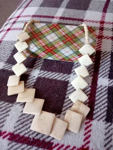 Vintage Horn And Bone Necklace Handmade Tribal Jewellery Beige/Cream - Picture 1 of 5