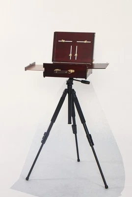 Portable Plein Air Easel Box Varnished Beech Wood Oil Painting Sketch Pochade - Image 1 of 3