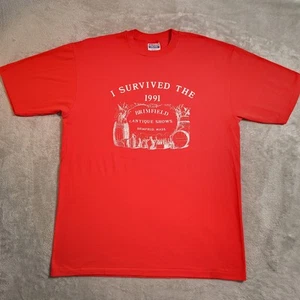 VTG Brimfield Antique Shows Shirt Mens X-Large Red Graphic Single Stitch 90s - Picture 1 of 10