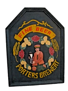 Wood Beer Porters Brewery Bottle Sign Man Cave Home Bar Pub Decor 15.5" - Picture 1 of 4