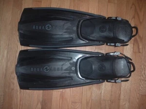 Aqua Lung Stratos ADJ 26.5” Diving Fins X-Large Black Made In Italy XL - Picture 1 of 2