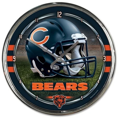 NFL - Chicago Bears - New Chrome Round Wall Clock - 12 Inches Diameter Cover