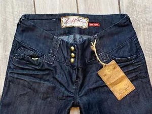 River Island sexy hip flare Ladies jeans 14 R W34 L32 Love & Honour buttons y2k - Picture 1 of 5
