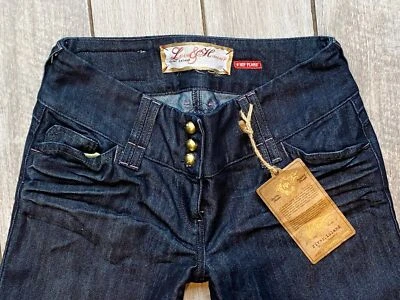 River Island sexy hip flare Ladies jeans 14 R W34 L32 Love & Honour buttons y2k - Image 1 of 4