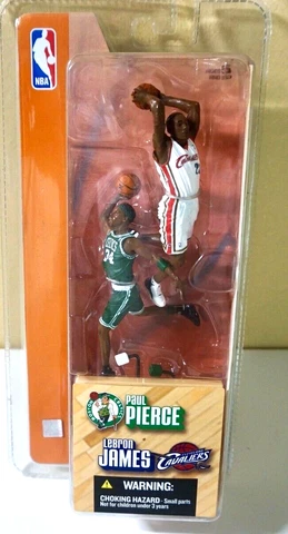NBA CELTICS PIERCE  & CAVALIERS LEBRON JAMES 3" MINI FIGURES MCFARLANE 2004 NIB Cover