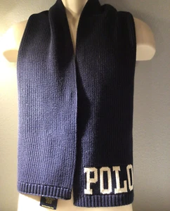 Polo Ralph Lauren Boy's Size 4-7 Scarf Navy Polo Logo White - Picture 1 of 3