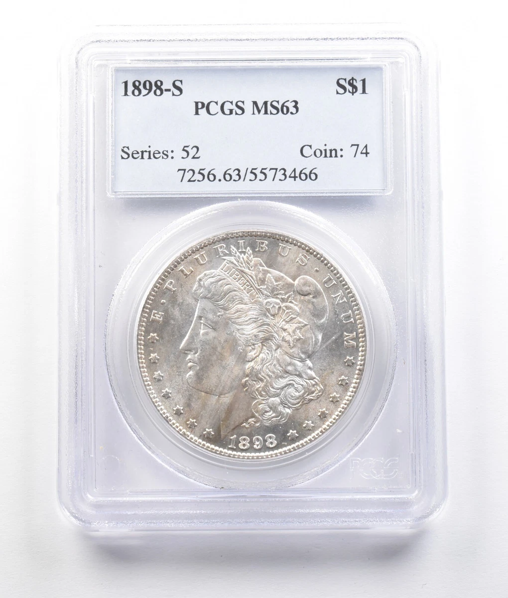 Uncirculated MS 63 Graded 1898 Year Morgan US Dollars (1878-1921