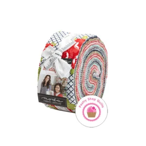 Moda SUNDAY STROLL Blue Floral Bonnie & Camille JELLY ROLL 40 strips Quilting - Picture 1 of 9