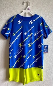NWT Champion Tee & Shorts Outfit in Bozetto Blue/ Sweet Green Size: 6 MSRP: $26 - Picture 1 of 12