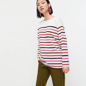  J.Crew Damen Gestreift U-Boot-Ausschnitt Baumwolle Tunika Top Rosa Marine Neu mit Etikett 79,50 XXS - Bild 1 von 5