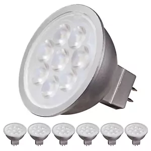 6 Pack Satco S9494 LED Bulbs 6.5W =50W 12V MR16 2-Pin GU5.3 Silver Back 5000K - Picture 1 of 4