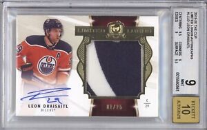 LEON DRAISAITL BGS 9 2019-20 UPPER DECK THE CUP LIMITED LOGOS PATCH AUTO 1/25 