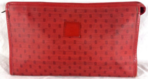 80's FENDI Red Canvas Micro FF Logo Pouch Clutch Bag Made in Italy