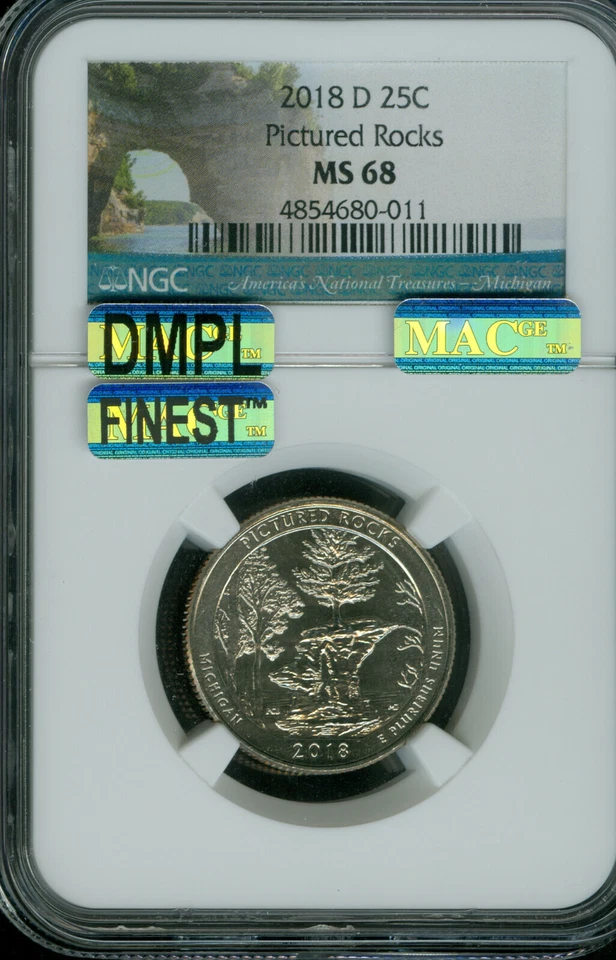 2018 D PICTURED ROCK QUARTER NGC MS68 MAC DMPL  FINEST GRADE MAC SPOTLESS . - Image 1 of 2