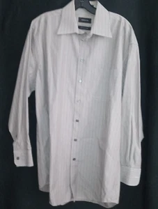Claiborne Large Wrinkle Free Grey Stripe Mens button shirt 16-32/33 Large Cotton - Imagen 1 de 7