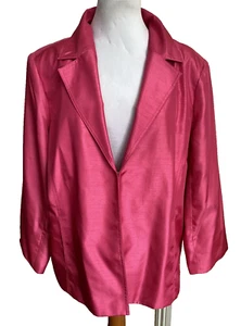 SUSAN GRAVER STYLE - HOT BARBIE PINK SILK LIKE BLAZER - SZ XL - Picture 1 of 6
