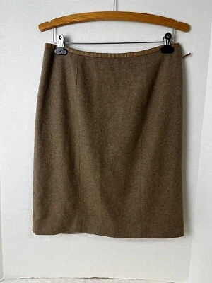 Falda forrada de lana tostada Worth New York para mujer talla 10 bandas de cuero nueva sin etiquetas Foto 1 de 4