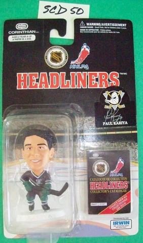 SCD50 1997 IRWIN TOYS NHL HeadLiner Paul Kariya 3" Mighty Ducks FACTORY SEALED Cover