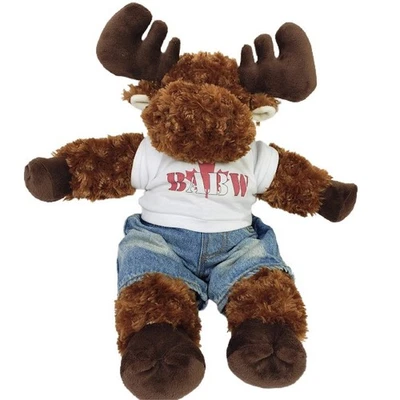 BABW Canadian Moose Plush Stuffed Animal Brown White T Shirt Jeans - Image 1 of 4