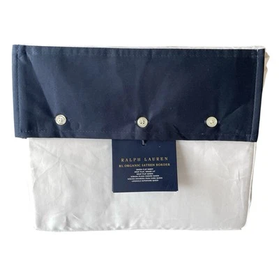Polo Ralph Lauren Orgánico Satén Borde Reina Hoja Plana Azul Marino 624 TC - NUEVO CON ETIQUETAS $185 Foto 1 de 4