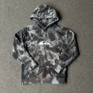 Sudadera con Capucha Quiksilver Para Hombre Talla Pequeña Tie Dye Pullover Estampado Gráfico Negro Blanco - Imagen 1 de 9