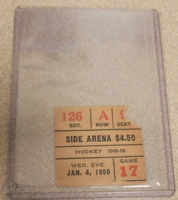 1949-50 DETROIT REDWINGS vs NY RANGERS TICKET STUB 1/8/1950 GORDIE HOWE ASSIST - Image 1 of 2
