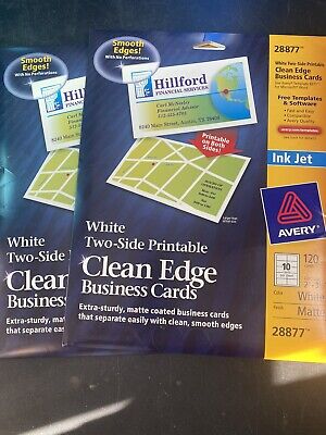 Avery Inkjet White Matte Two Side Printable Clean Edge Business Cards 28877 2PC • 20.52$