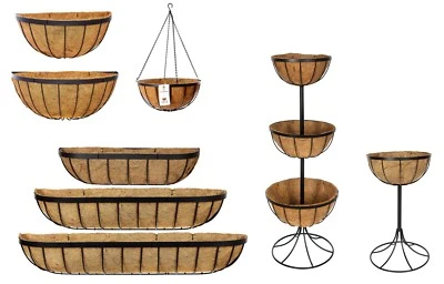 Metal Garden Wall Troughs Planter Boxes Outdoor Flower Plant Baskets Window  - Image 1 of 4