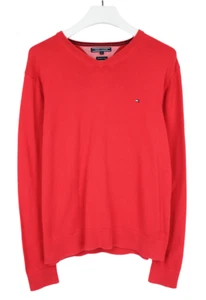 Tommy Hilfiger Premium Cotton Maglione Uomo XL Scollo A V Pullover Logo Rosso - Bild 1 von 9