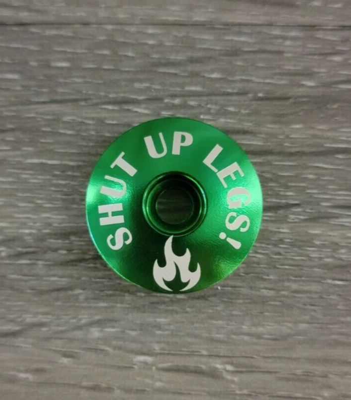 Shut Up Legs Bicycle Headset Top Cap 1 1/8" Green Stem Cap Road Mountain Bike - Image 1 of 1